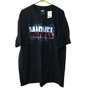 MARVEL COLORFUL GRAPHIC LOGO BLACK T-SHIRT MENS 2XL